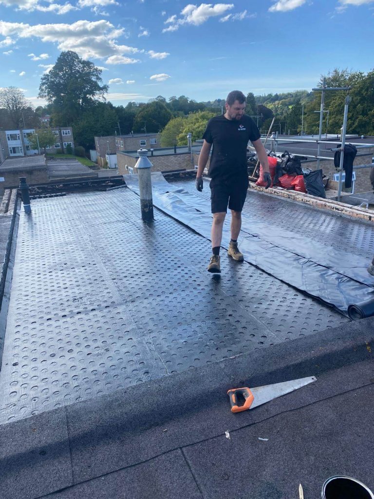 during rebuild of flat roof